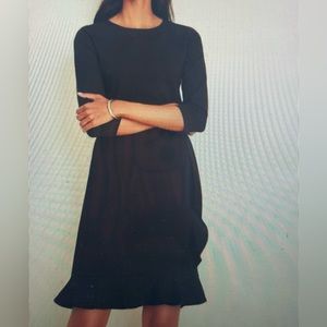 Ann Taylor Petite Ponte Ruffle Dress in Black